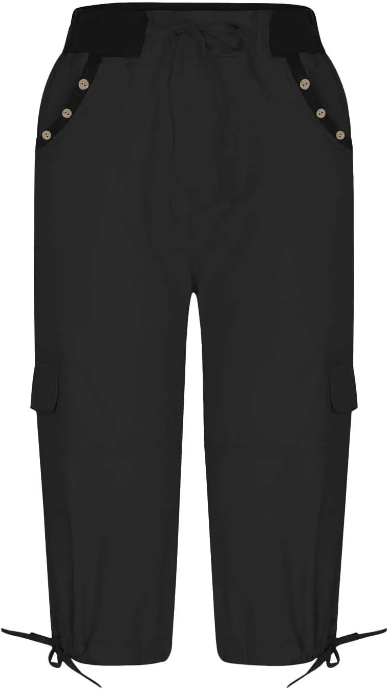 Women's Cargo Capris Pants with 6 Pockets Lightweight Quick Dry Travel Hiking Summer Pants Casual Cargo Capris