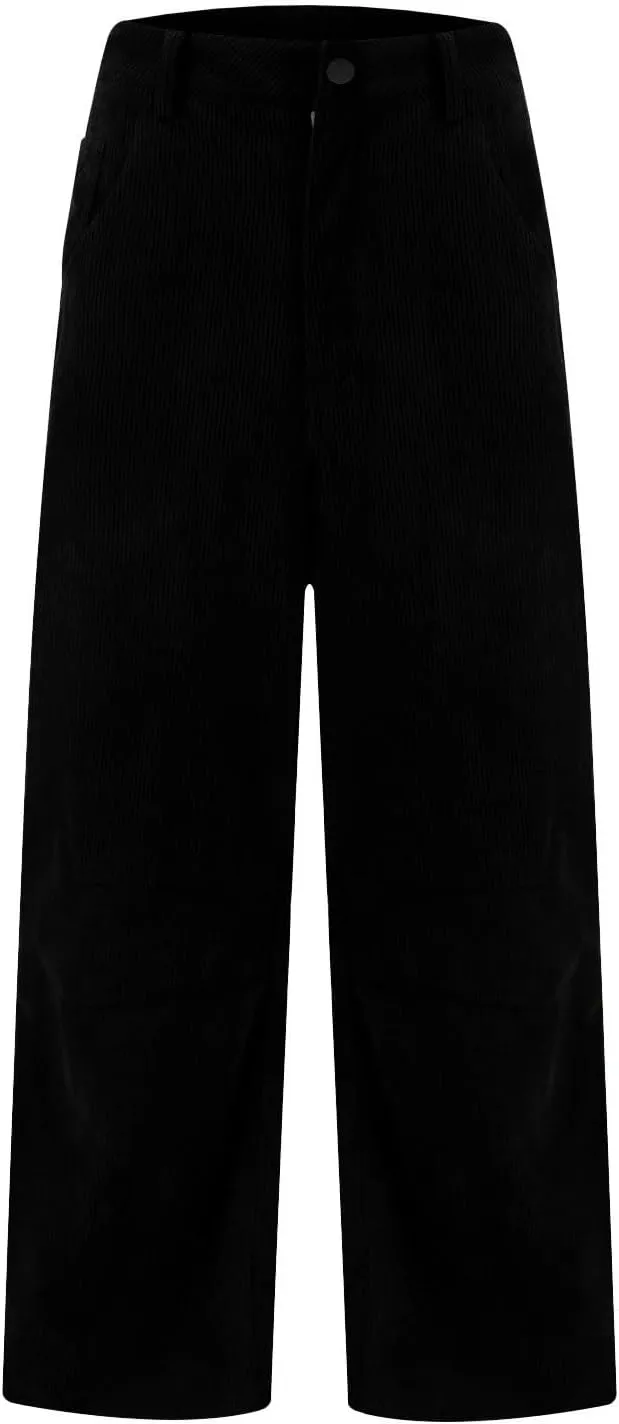 Women's Corduroy Flare Pants Elastic Waist Bell Bottom Trousers 2024 Women Fashion Trendy Loose Fall Flare Trouser