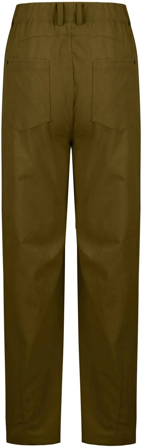Womens Corduroy Straight Leg Pants Trendy Barrel Button Elastic Waist Trousers Lounge Mid Rise Bottoms with Pockets