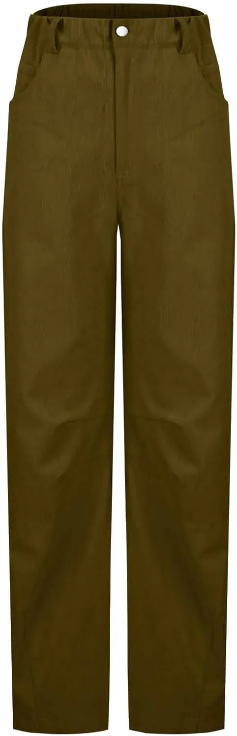 Womens Corduroy Straight Leg Pants Trendy Barrel Button Elastic Waist Trousers Lounge Mid Rise Bottoms with Pockets