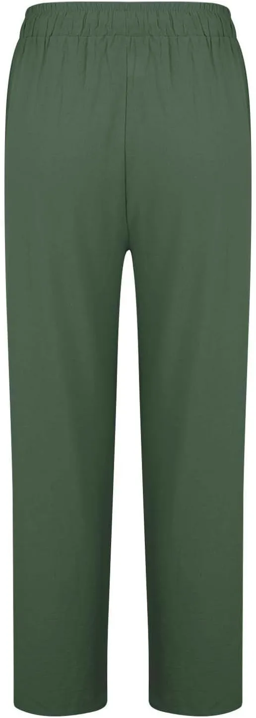 Women's Cotton Linen Pants Casual Elastic Drawstring Straight Leg Pants 2025 Summer Beach Pants Trousers with Pockets