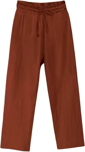 Women's Cotton Linen Pants Casual Elastic Drawstring Straight Leg Pants 2025 Summer Beach Pants Trousers with Pockets