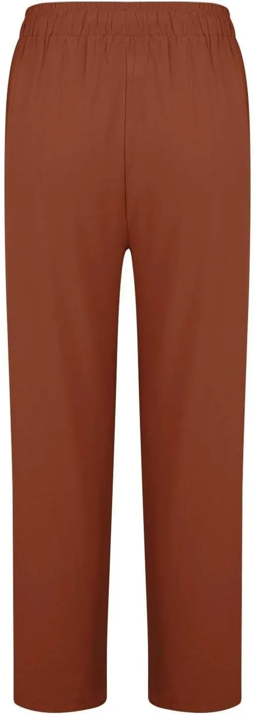 Women's Cotton Linen Pants Casual Elastic Drawstring Straight Leg Pants 2025 Summer Beach Pants Trousers with Pockets