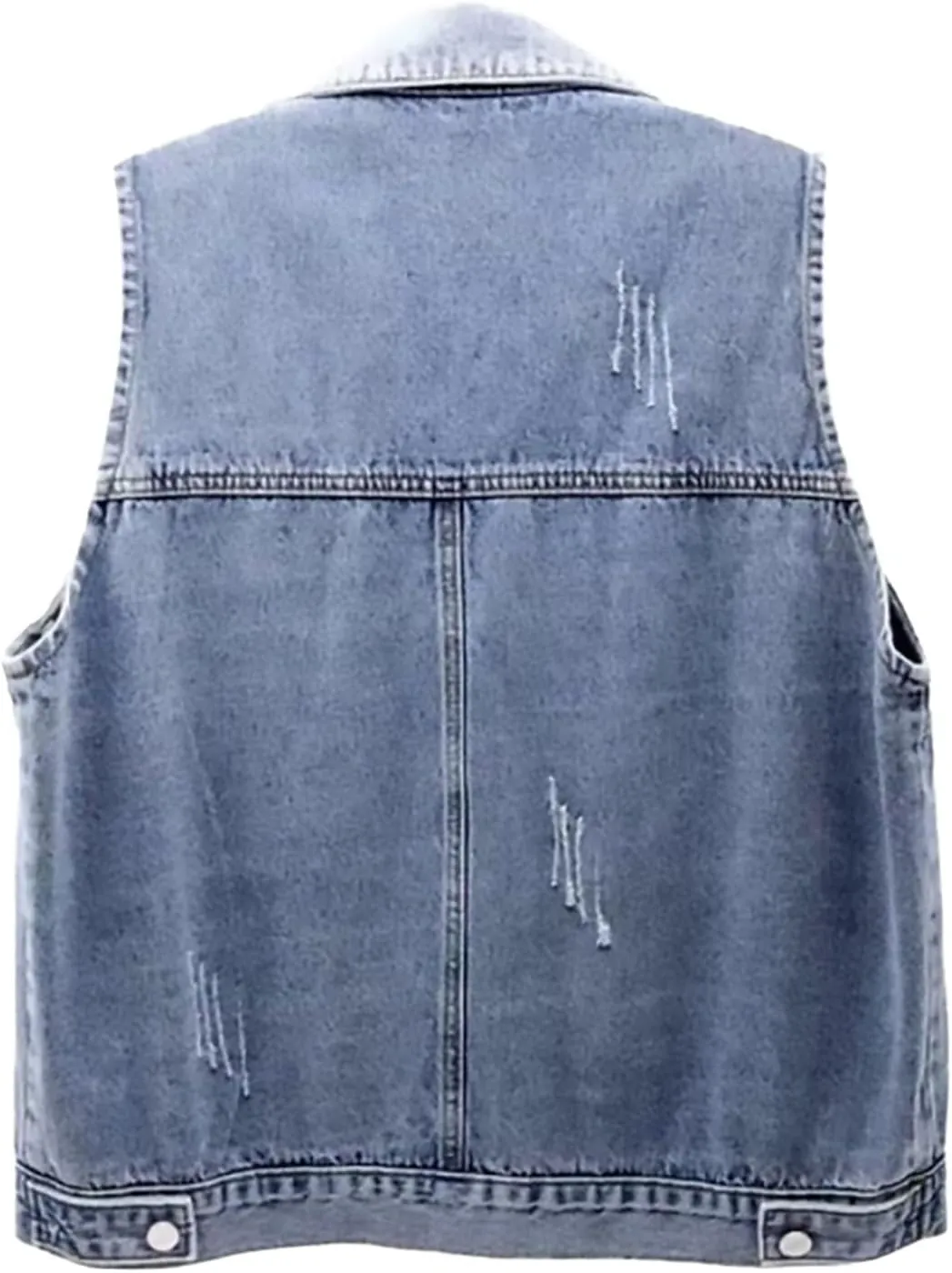 Womens Denim Vest Cropped Jean Jacket for Women Casual Distressed Denim Vest Sleeveless Waistcoat with Removable Hood