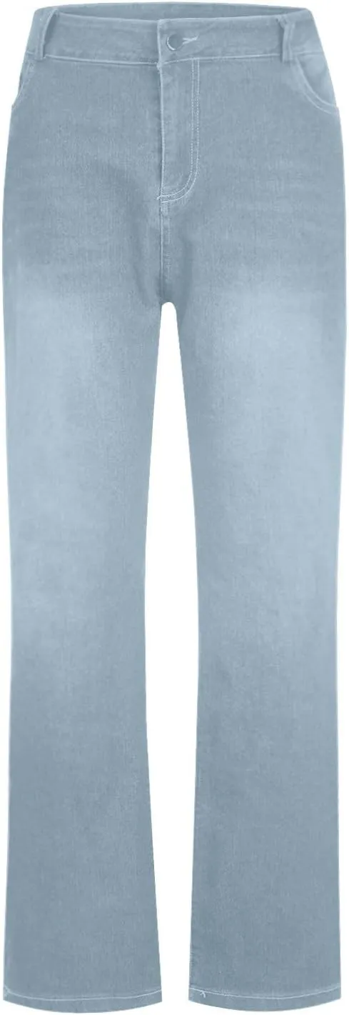 Women's High Waisted Bell Bottom Bootcut Jeans Flared Wide Leg Denim Pants with Pockets