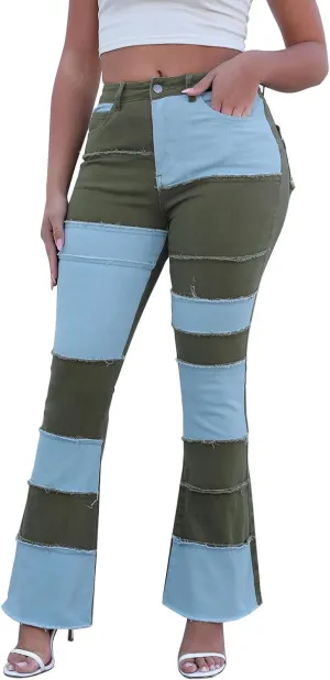 Womens High Waisted Bell Bottom Jeans Denim High Rise Flare Jean Pants Ripped Skinny Stretch Wide Leg Jeans