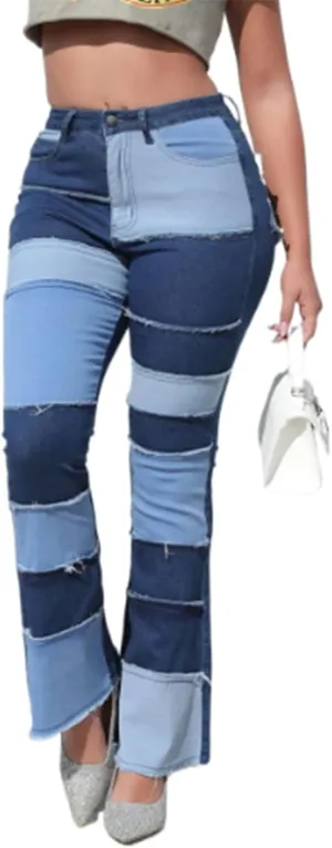 Womens High Waisted Bell Bottom Jeans Denim High Rise Flare Jean Pants Ripped Skinny Stretch Wide Leg Jeans
