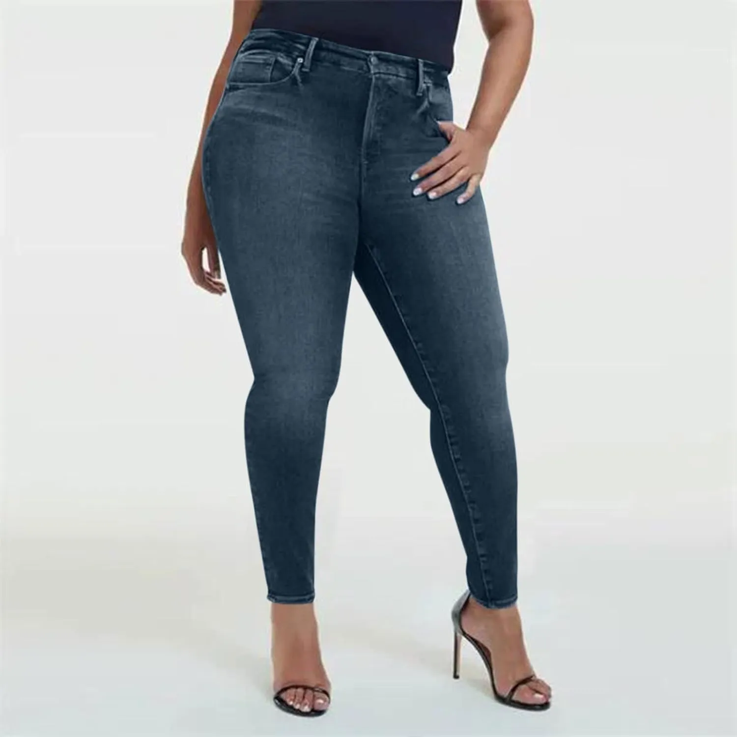 Women's High Waisted Jeans Strechy Straight Leg Denim Pants with Pockets Y2k Baggy Mid Waist Cropped Denim Pants