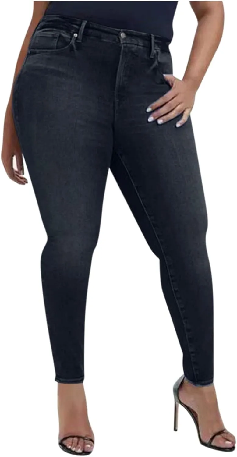 Women's High Waisted Jeans Strechy Straight Leg Denim Pants with Pockets Y2k Baggy Mid Waist Cropped Denim Pants