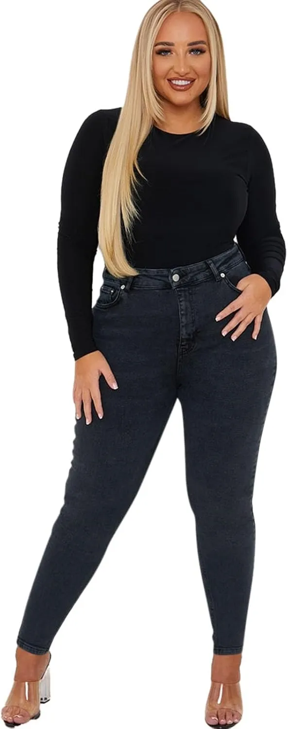 Women's High Waisted Jeans Strechy Straight Leg Denim Pants with Pockets Y2k Baggy Mid Waist Cropped Denim Pants