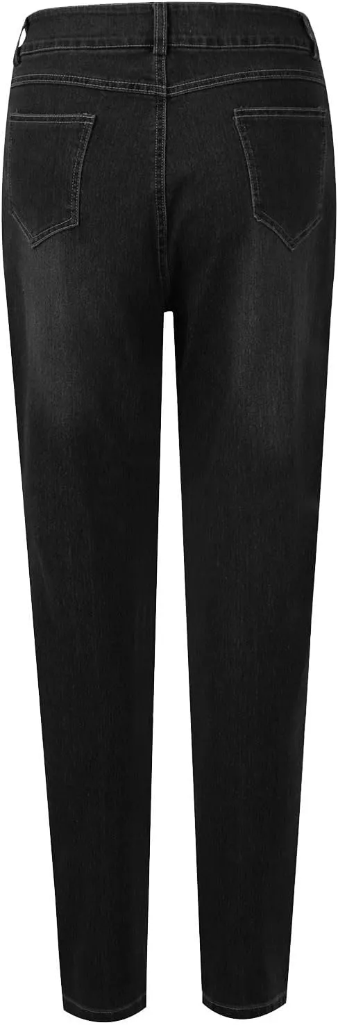 Women's High Waisted Jeans Strechy Straight Leg Denim Pants with Pockets Y2k Baggy Mid Waist Cropped Denim Pants