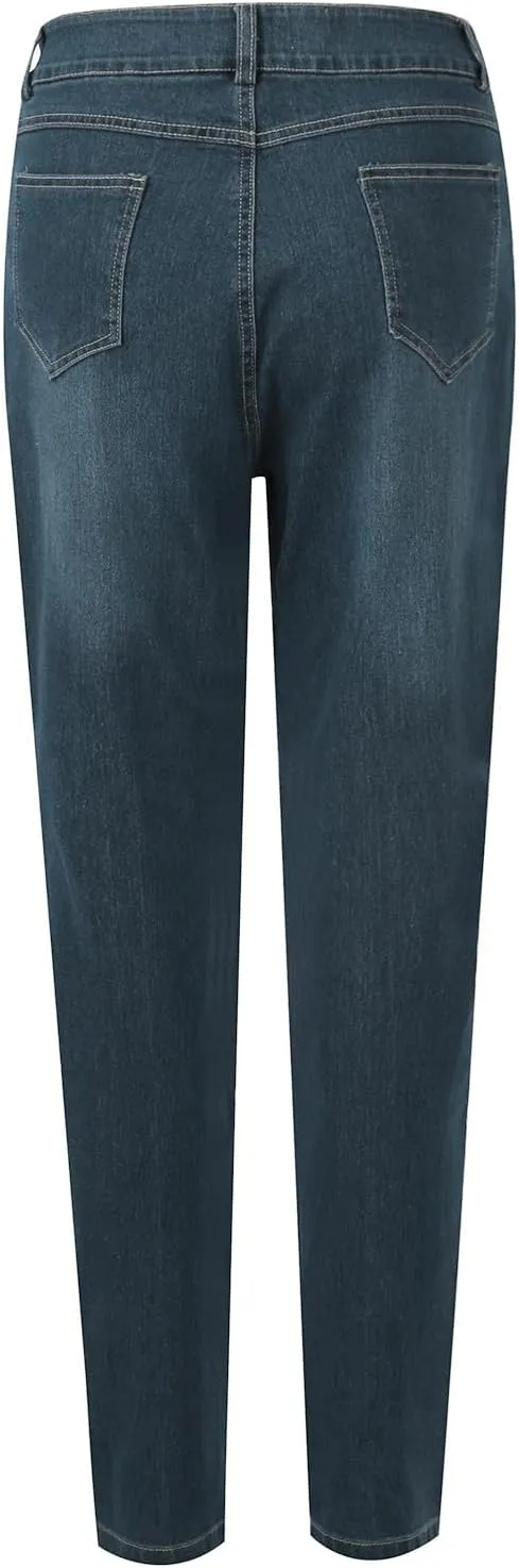 Women's High Waisted Jeans Strechy Straight Leg Denim Pants with Pockets Y2k Baggy Mid Waist Cropped Denim Pants