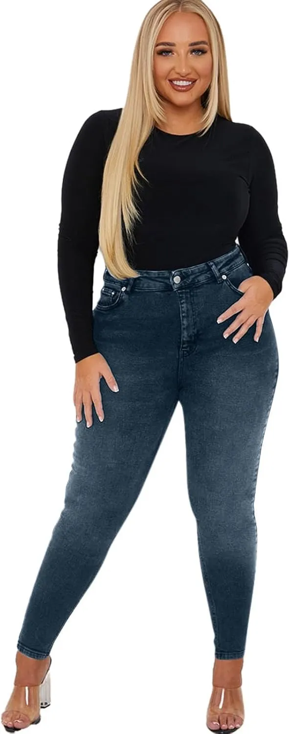 Women's High Waisted Jeans Strechy Straight Leg Denim Pants with Pockets Y2k Baggy Mid Waist Cropped Denim Pants