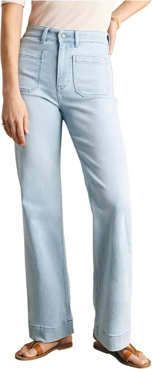 Women's Jeans High Waisted Straight Leg Jeans Stretch Terry Patch Pockets Casul Denim Pants