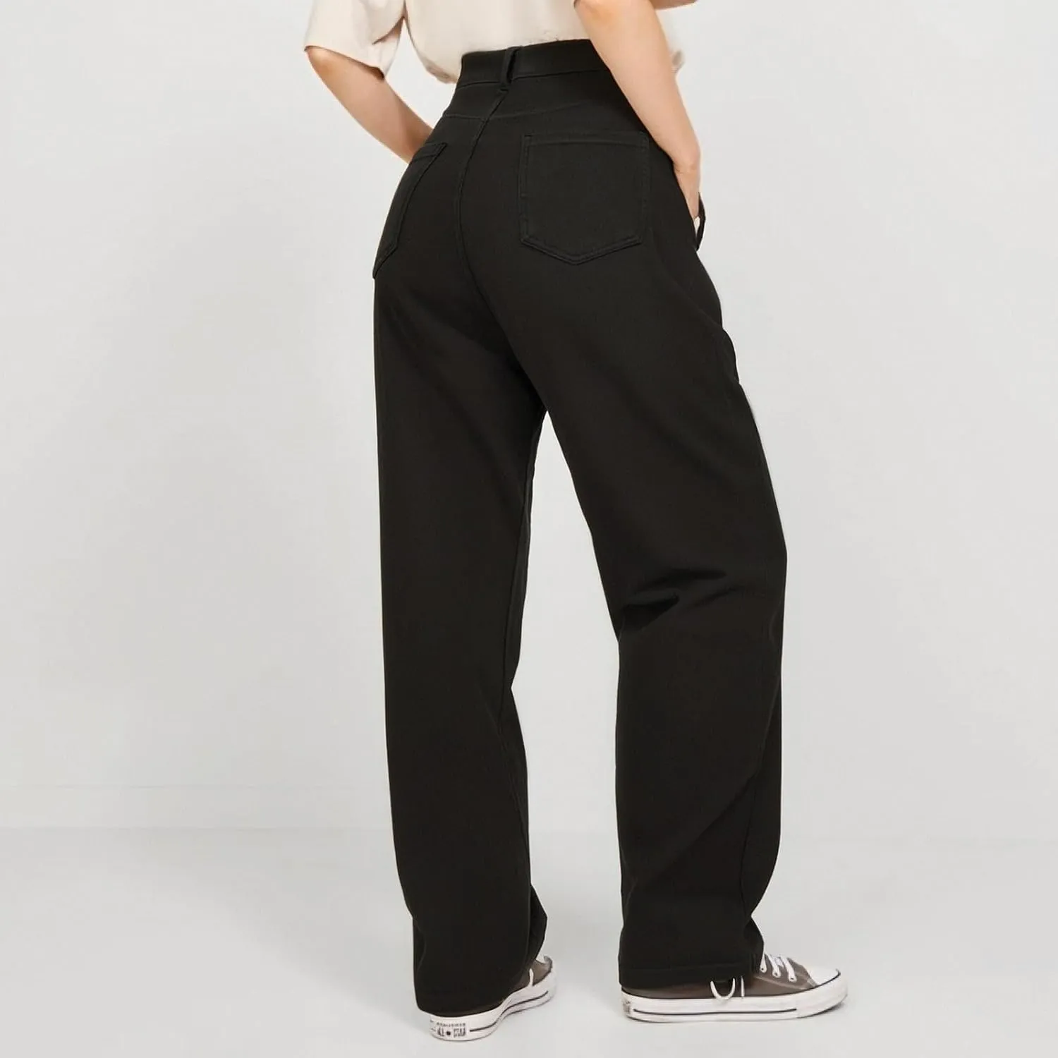 Womens Jeans High Waisted Stretchy Wide Leg Baggy Denim Pants Trousers with Pockets Sweatpant Plus Size