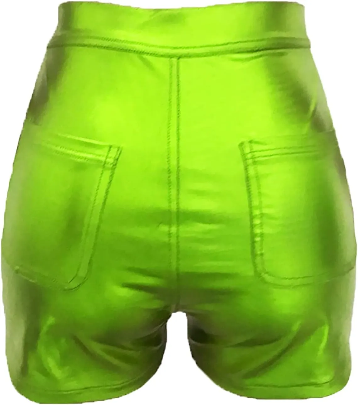 Women's Metallic Rave Shorts Sparkly Shiny Faux Leather Sexy High Waisted Bottoms Dance Concert Sexy Short Hot Pants
