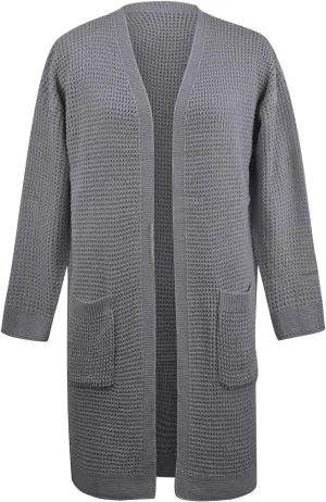 Women's Open Front Cozy Sweater Long Sleeve Chunky Knit Cardigan Coat Fashion Sweaters Outerwear with Pockets 2023