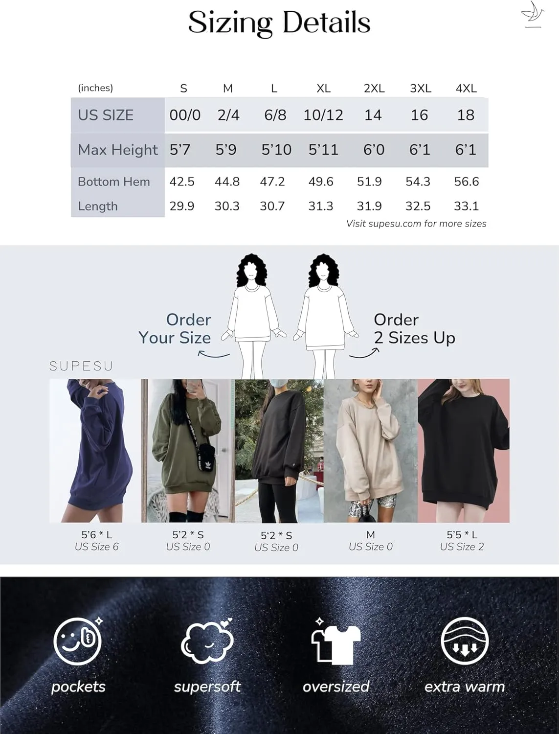 Women's Oversized Crewneck Sweater Long Sleeved Tunic Pullover Top 2022 Fall