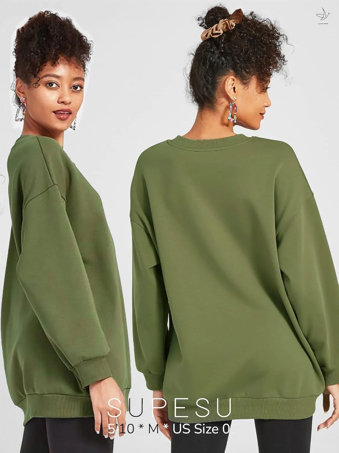 Women's Oversized Crewneck Sweater Long Sleeved Tunic Pullover Top 2022 Fall
