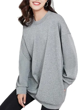 Women's Oversized Crewneck Sweater Long Sleeved Tunic Pullover Top 2022 Fall