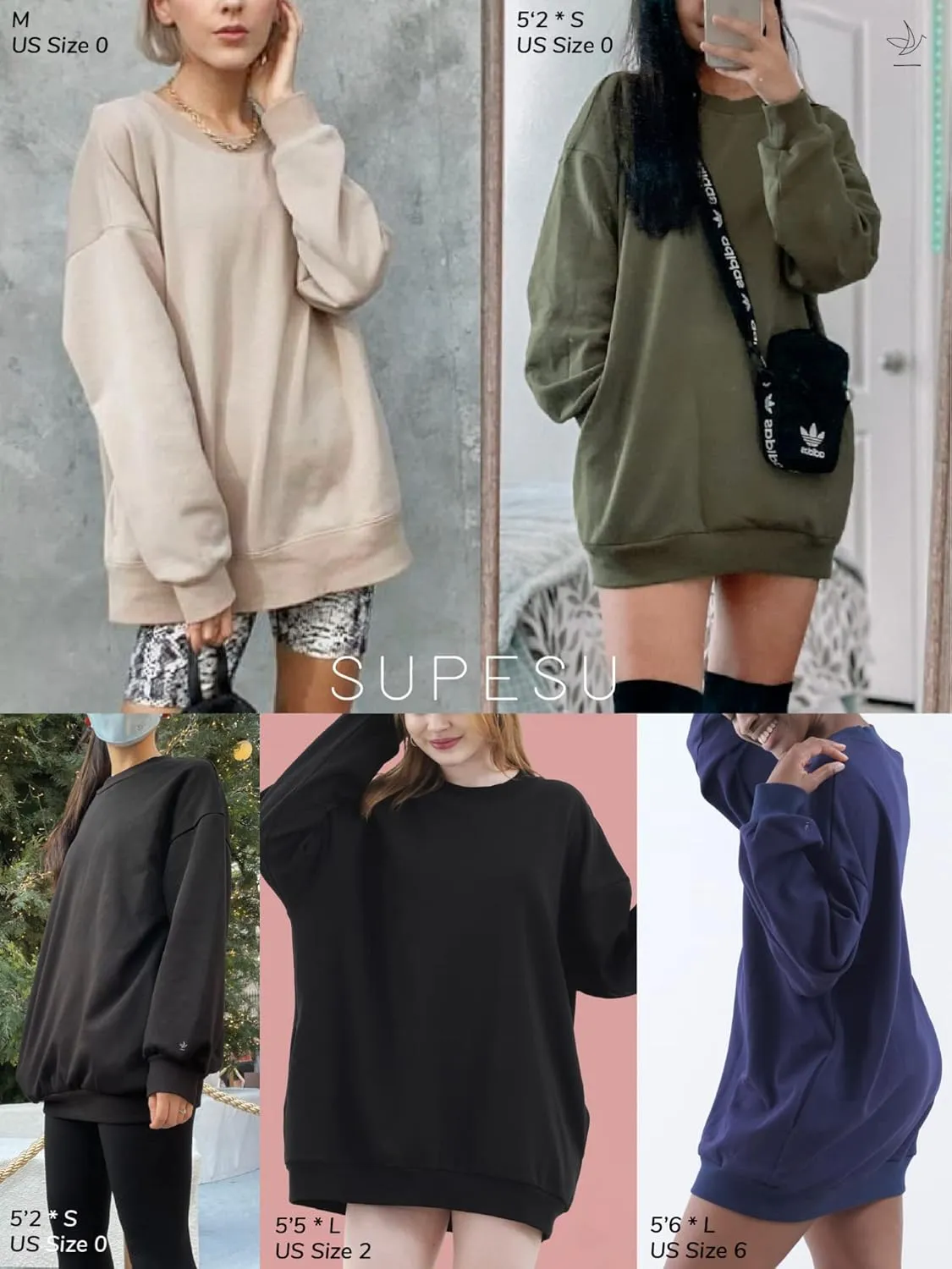 Women's Oversized Crewneck Sweater Long Sleeved Tunic Pullover Top 2022 Fall