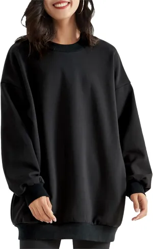 Women's Oversized Crewneck Sweater Long Sleeved Tunic Pullover Top 2022 Fall