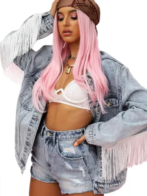 Women's Oversized Vintage Denim Jacket Long Sleeve Boyfriend Coat