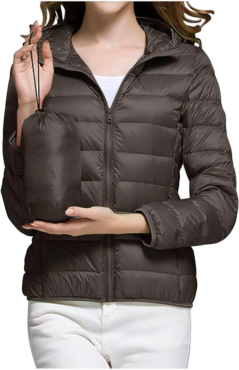Women's Packable Puffer Jacket, Lightweight down Jacket Winter Warm Quilted Puffer Jacket with Hood Puffy Jacket Coat