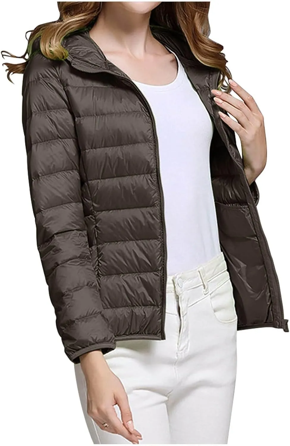 Women's Packable Puffer Jacket, Lightweight down Jacket Winter Warm Quilted Puffer Jacket with Hood Puffy Jacket Coat