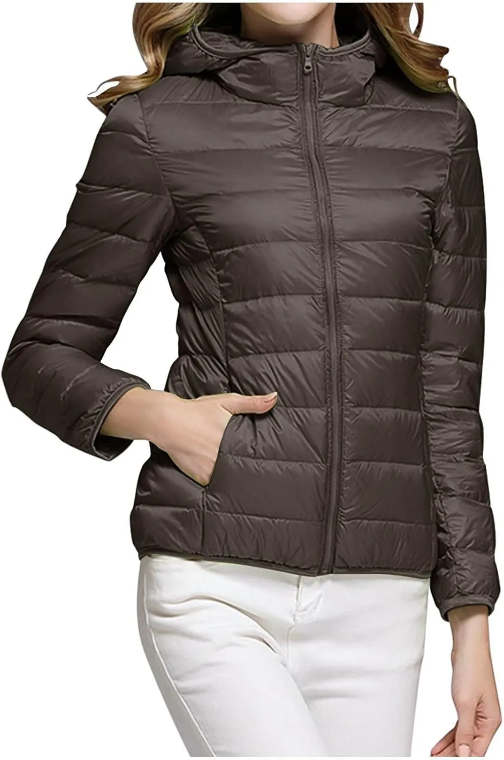 Women's Packable Puffer Jacket, Lightweight down Jacket Winter Warm Quilted Puffer Jacket with Hood Puffy Jacket Coat