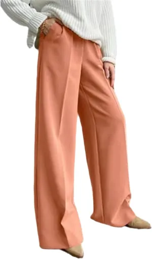 Women's Retro Solid Color All-Match Straight Wide-Leg Pants Spring Korean Style High-Waist Casual Trousers
