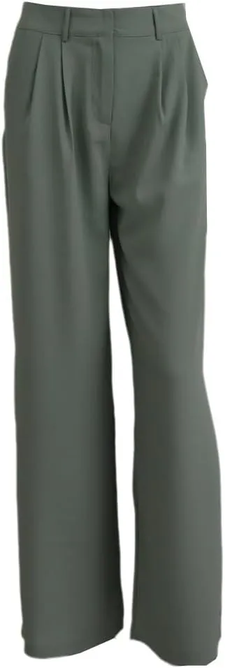 Women's Retro Solid Color All-Match Straight Wide-Leg Pants Spring Korean Style High-Waist Casual Trousers