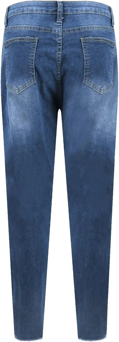 Womens Skinny Jeans Ripped High Waist Vitange Distressed Mom Jeans Tummy Control Stretchy Jeggings with Pockets