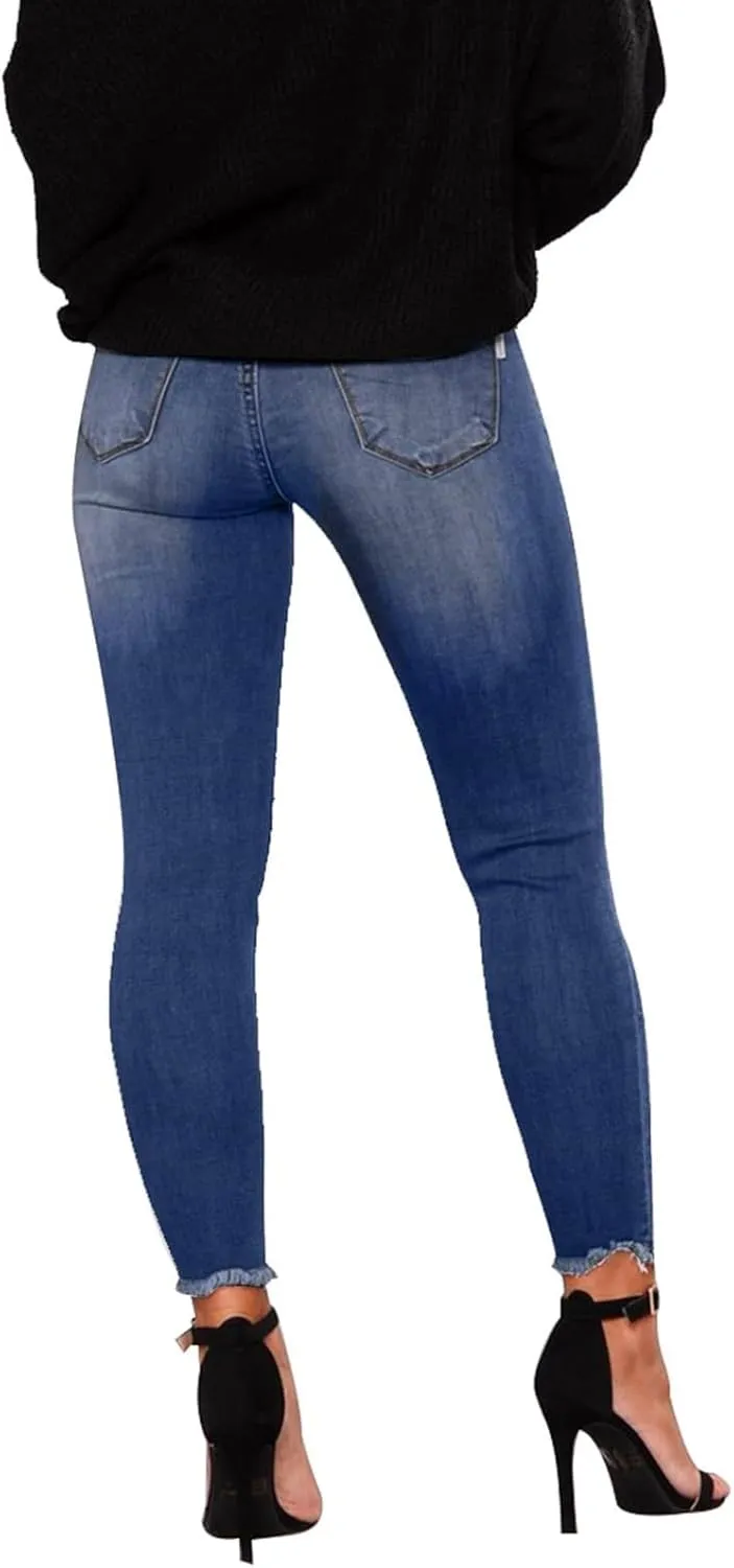 Womens Skinny Jeans Ripped High Waist Vitange Distressed Mom Jeans Tummy Control Stretchy Jeggings with Pockets