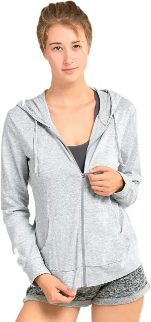 Women's Thin Cotton Zip Up Hoodie Jacket