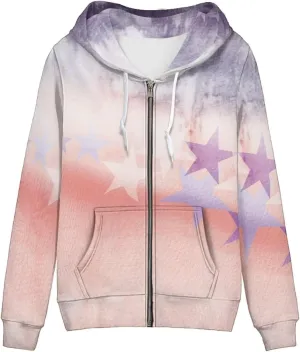 Womens Tie Dye Sweatshirt Merry And Bright Sweatshirt Zip Up Hoodie