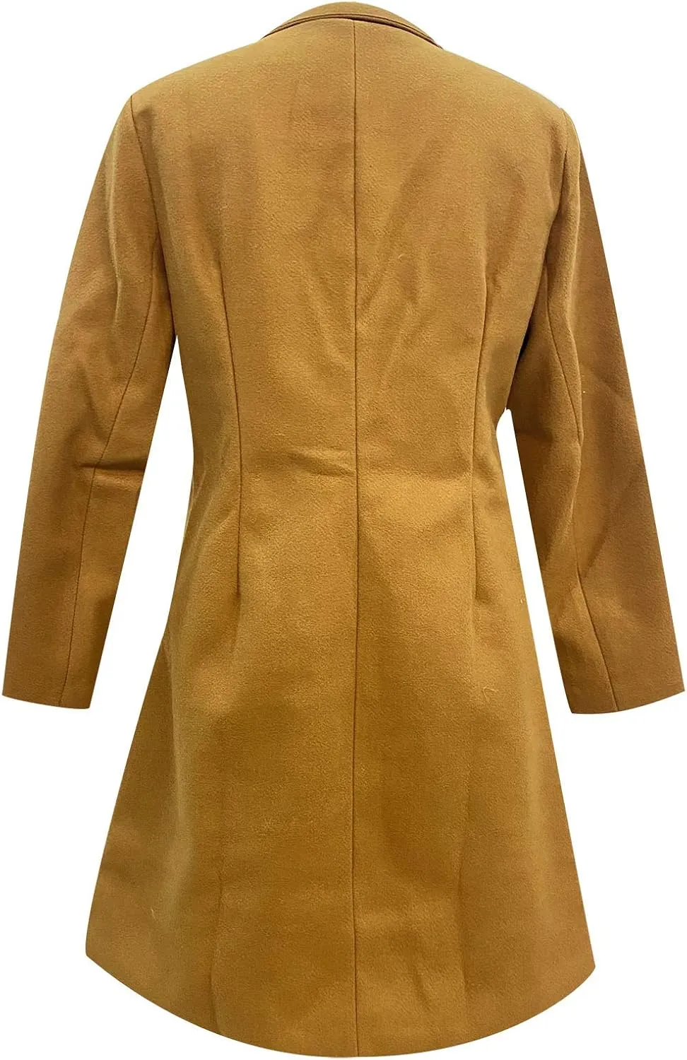 Womens Trendy Wool Blend Coat Elegant Single Breasted Mid Long Trench Coat Plus Size Fitted Fashion Pea Jackets