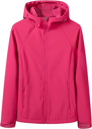 Women'sSoftshell Sports Jacket Coats Fashion 2024 Hooded With Drawstring Jacket Windproof Coat For Outdoor Hiking