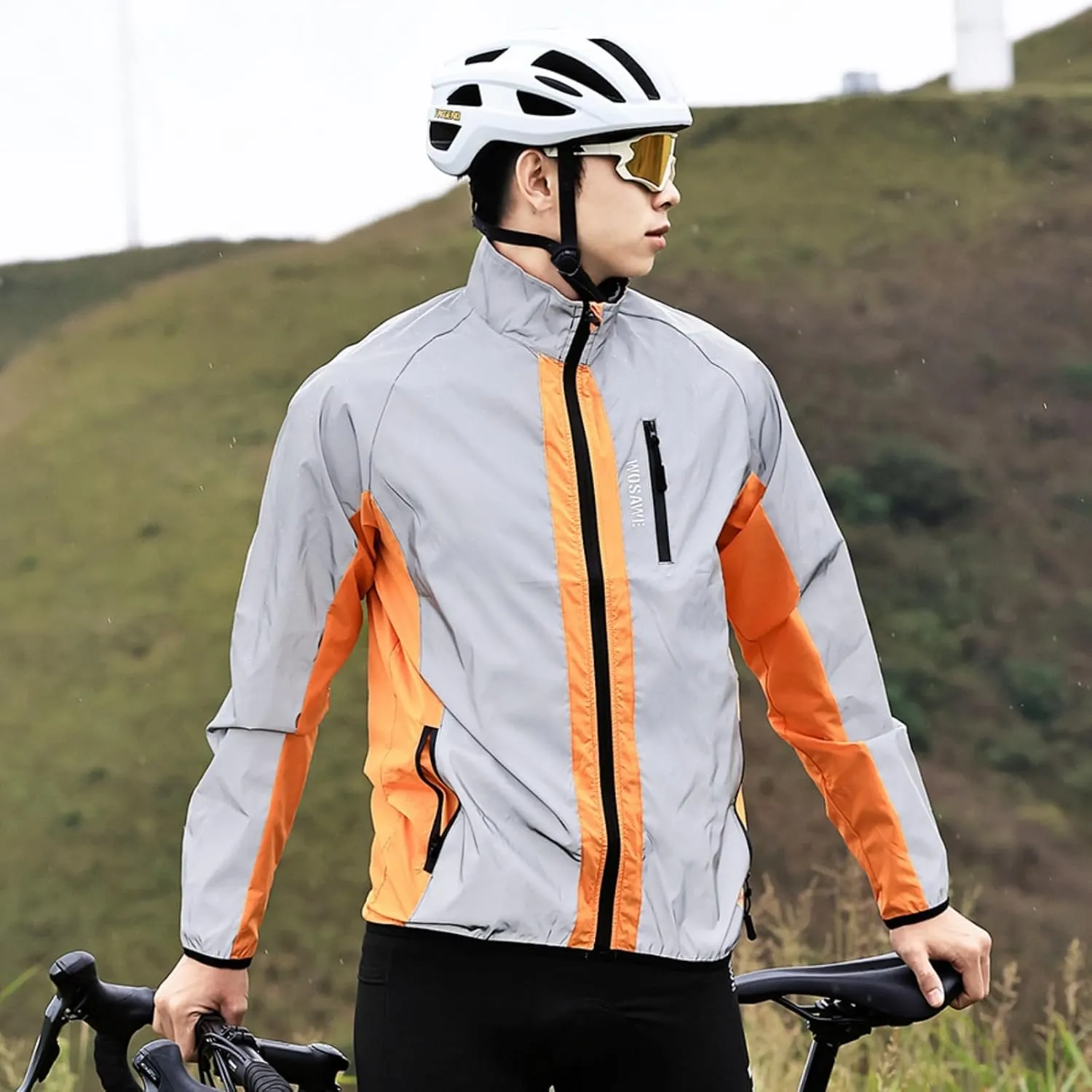 WOSAWE Totally Reflective Silver Jacket High Visibility Outdoor Sports Jacket for Cycling & Running