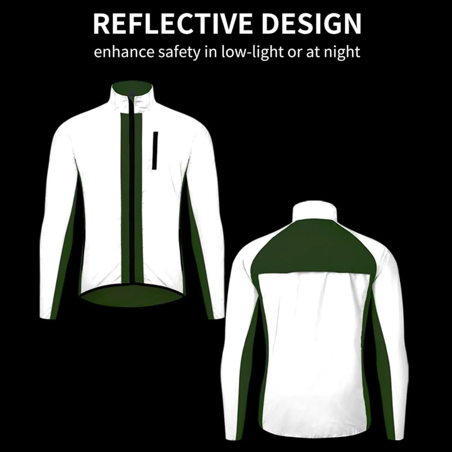 WOSAWE Totally Reflective Silver Jacket High Visibility Outdoor Sports Jacket for Cycling & Running