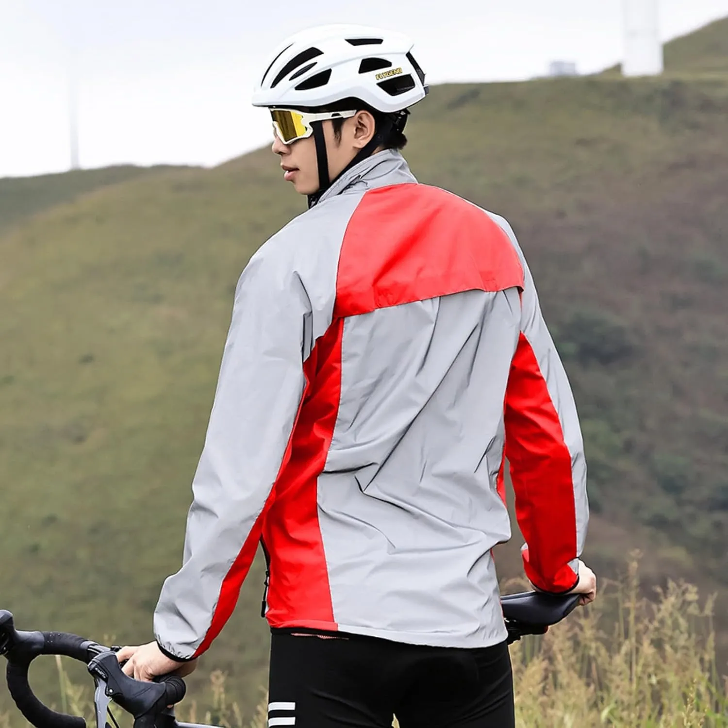 WOSAWE Totally Reflective Silver Jacket High Visibility Outdoor Sports Jacket for Cycling & Running