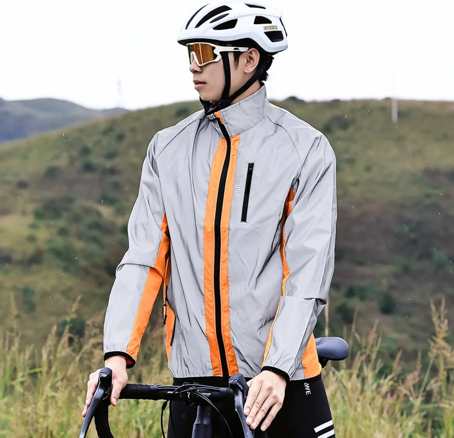 WOSAWE Totally Reflective Silver Jacket High Visibility Outdoor Sports Jacket for Cycling & Running