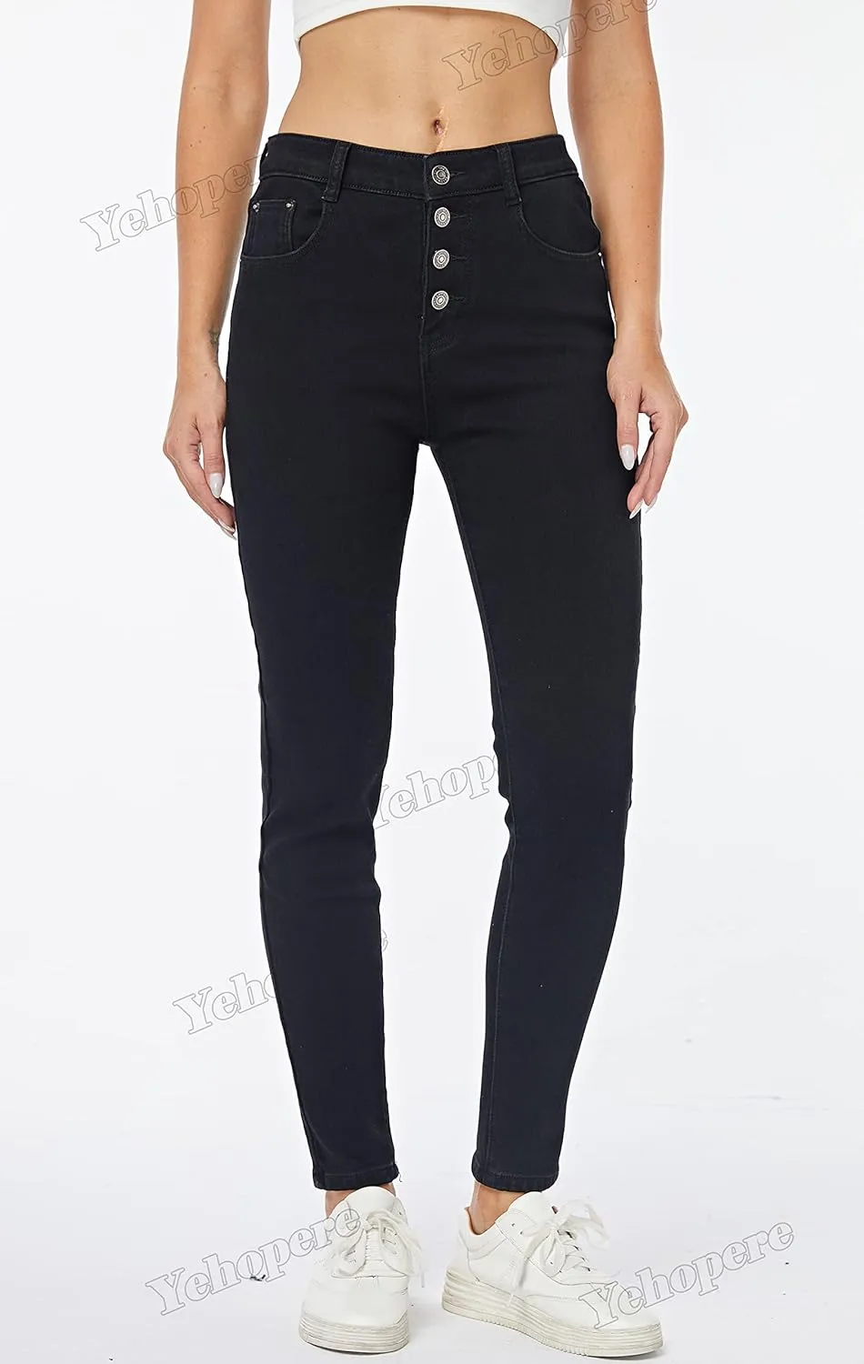 Yehopere Women's Fleece Lined Thermal Winter Jeans Skinny Denim Pants Jeggings Warm Stretch Jeans