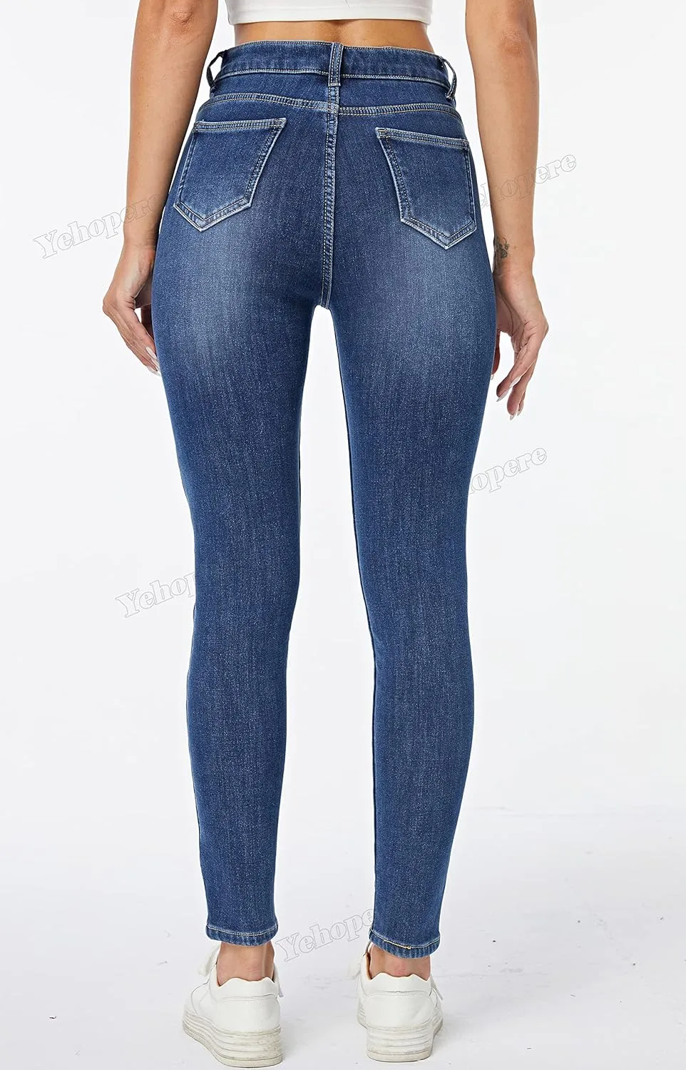 Yehopere Women's Fleece Lined Thermal Winter Jeans Skinny Denim Pants Jeggings Warm Stretch Jeans