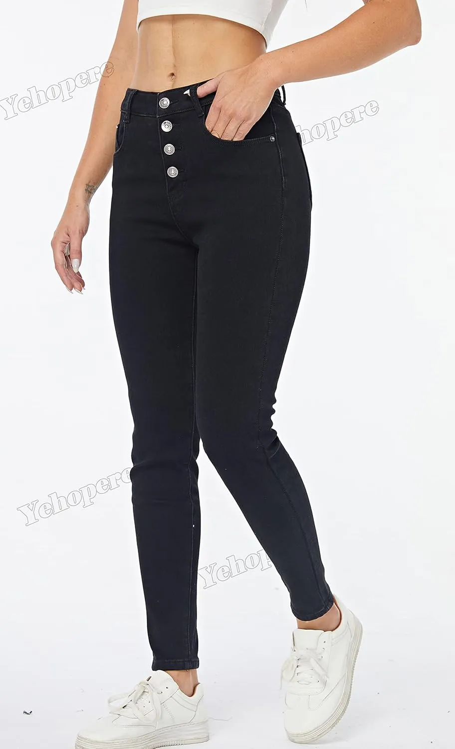 Yehopere Women's Fleece Lined Thermal Winter Jeans Skinny Denim Pants Jeggings Warm Stretch Jeans