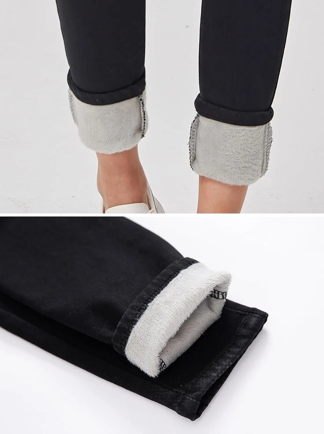 Yehopere Women's Winter Fleece Lined Jeans Slim Fit Warm Skinny High Waist Denim Jean