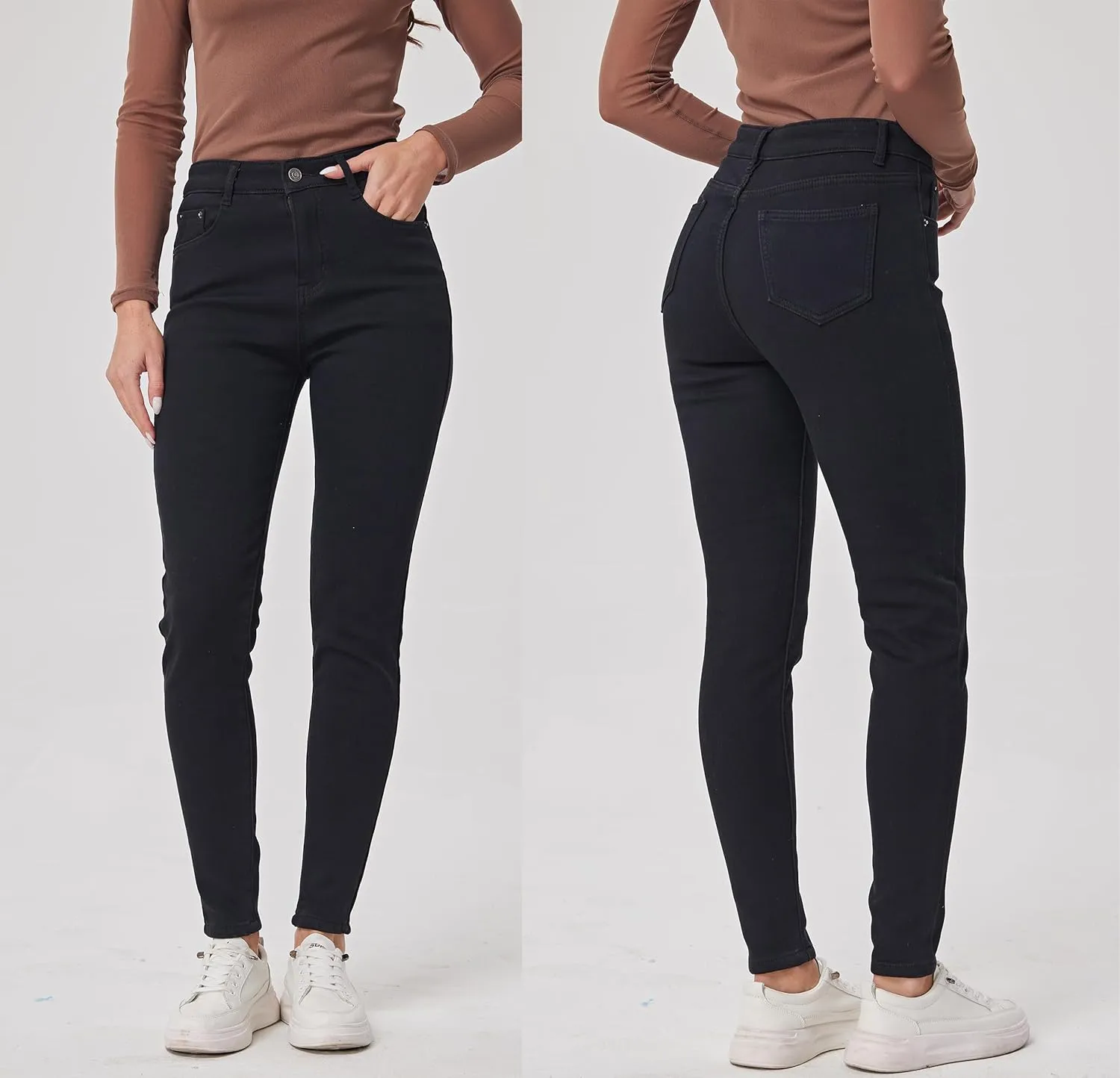 Yehopere Women's Winter Fleece Lined Jeans Slim Fit Warm Skinny High Waist Denim Jean