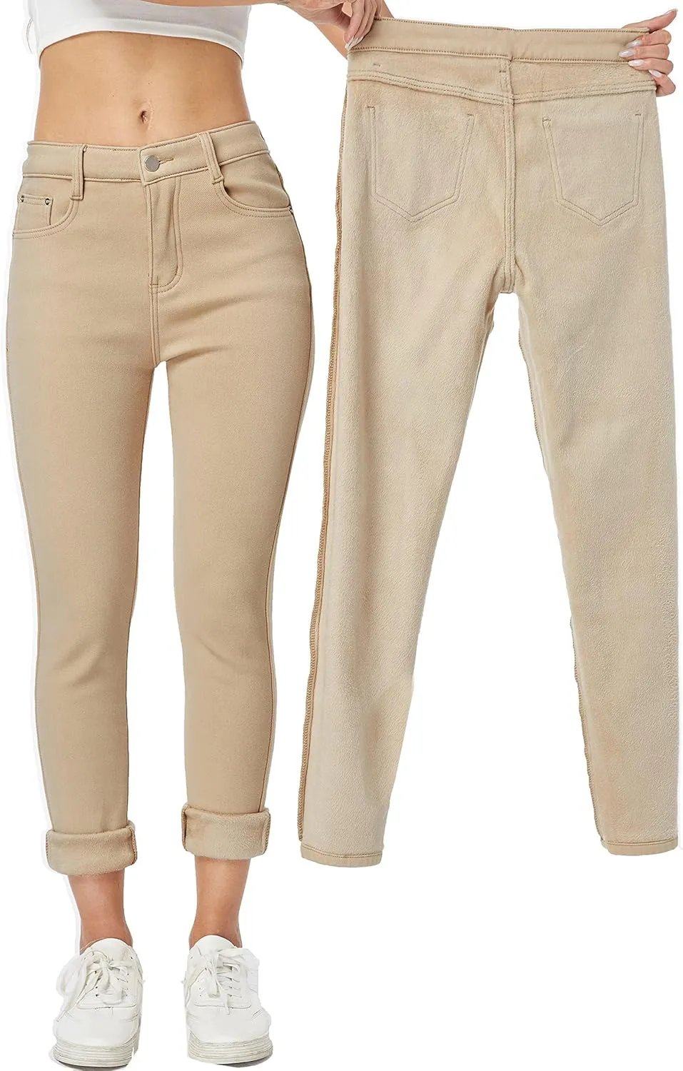 Yehopere Women's Winter Fleece Lined Jeans Slim Fit Warm Skinny High Waist Denim Jean