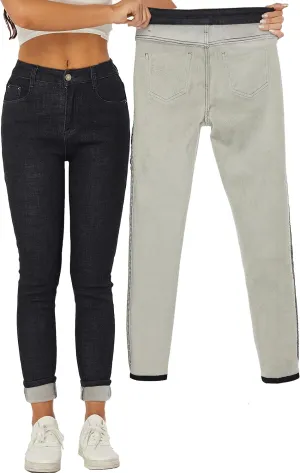 Yehopere Women's Winter Fleece Lined Jeans Slim Fit Warm Skinny High Waist Denim Jean