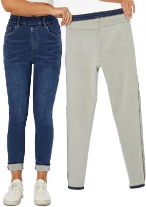 Yehopere Women's Winter Jeans High Waist Pull on Fleece Lined Thicken Elastic Waist Jeans